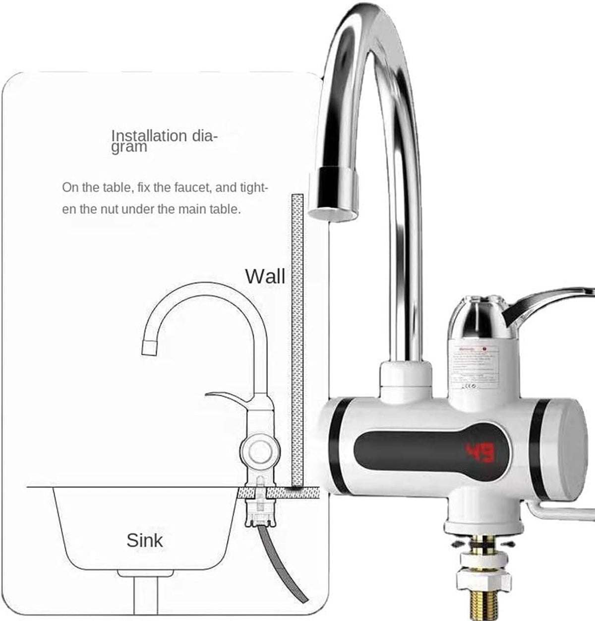Instant Hot Water Dispenser Faucet, 110V 3000W Electric Hot Water Heater Faucet